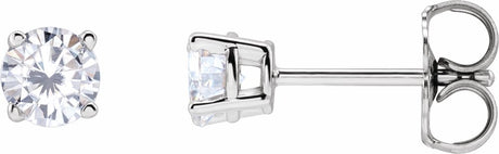 Sterling Silver 4 mm Imitation White Cubic Zirconia Earrings