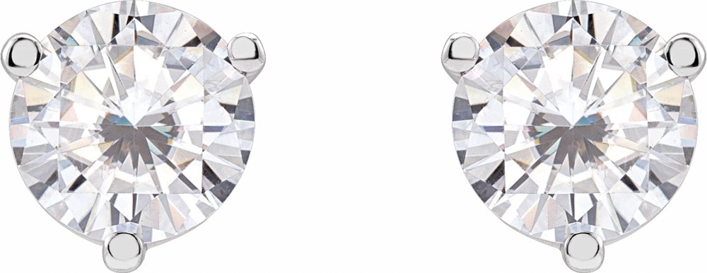 14K White 6.5 mm Round Stuller Lab-Grown Moissanite™ Earrings