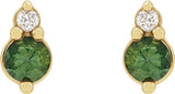 14K Yellow Natural Green Sapphire & .03 CTW Natural Diamond Earrings