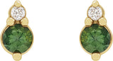 14K Yellow Natural Green Sapphire & .03 CTW Natural Diamond Earrings