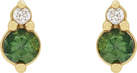 14K Yellow Natural Green Sapphire & .03 CTW Natural Diamond Earrings