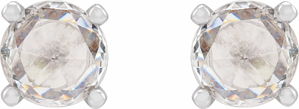 14K White 1/4 CTW Rose-Cut Natural Diamond Stud Earrings