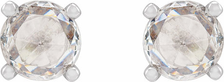 14K White 1/4 CTW Rose-Cut Natural Diamond Stud Earrings