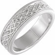 Sterling Silver 6 mm Milgrain Celtic-Inspired Flat Band Size 10