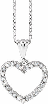 14K White Gold 1/5 CTW Natural Diamond Heart 18" Necklace