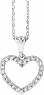 14K White Gold 1/5 CTW Natural Diamond Heart 18" Necklace
