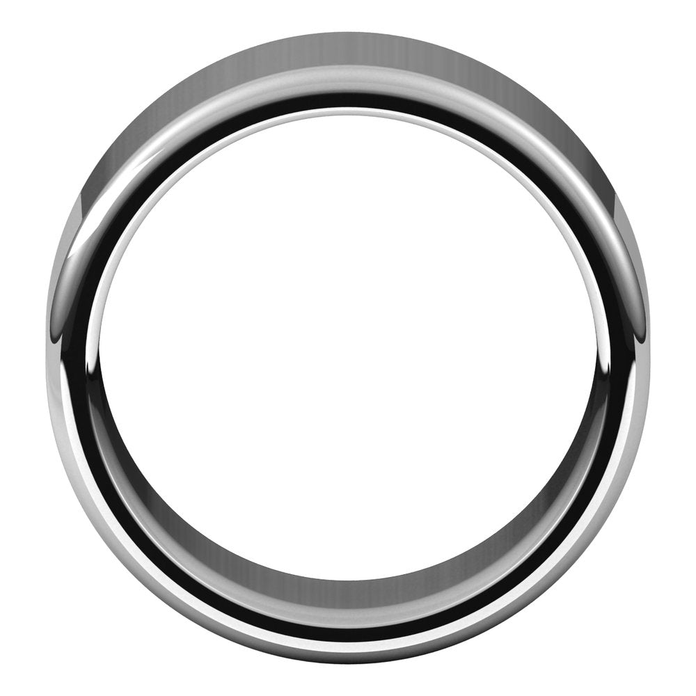 18K White Gold 10 mm Round-Edge Comfort-Fit Flat Band Size 6