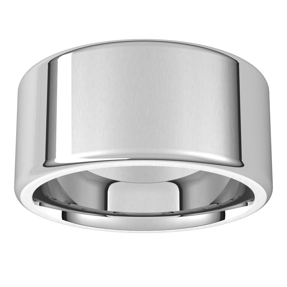 18K White Gold 10 mm Round-Edge Comfort-Fit Flat Band Size 6