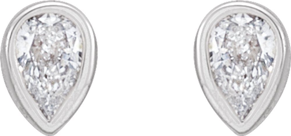 14K White 1/10 CTW Lab-Grown Diamond Bezel-Set Earrings