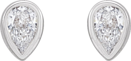 14K White 1/10 CTW Lab-Grown Diamond Bezel-Set Earrings