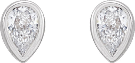 14K White Gold 1/10 CTW Natural Diamond Bezel-Set Earrings
