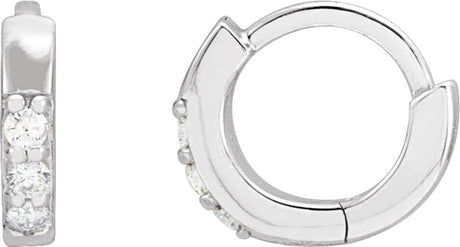 14K White Gold .05 CTW Natural Diamond Hinged 8 mm Hoop Earrings