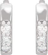 14K White .05 CTW Natural Diamond Hinged 8 mm Hoop Earrings