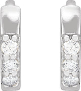 14K White Gold .05 CTW Natural Diamond Hinged 8 mm Hoop Earrings