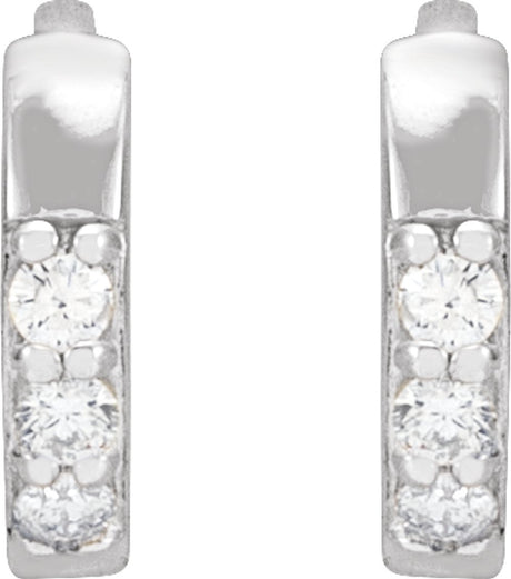 14K White Gold .05 CTW Natural Diamond Hinged 8 mm Hoop Earrings