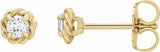 14K Yellow Gold 3 mm Natural White Sapphire Claw-Prong Rope Earrings