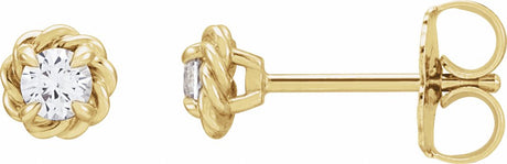 14K Yellow Gold 3 mm Natural White Sapphire Claw-Prong Rope Earrings