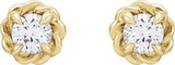 14K Yellow Gold 3 mm Natural White Sapphire Claw-Prong Rope Earrings