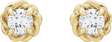 14K Yellow Gold 3 mm Natural White Sapphire Claw-Prong Rope Earrings