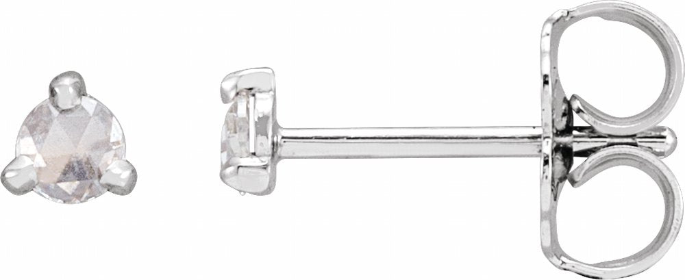 14K White Gold .08 CTW Rose-Cut Natural Diamond Stud Earrings