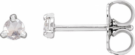 14K White Gold .08 CTW Rose-Cut Natural Diamond Stud Earrings