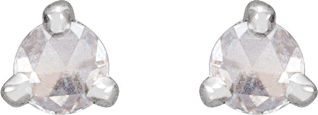 14K White Gold .08 CTW Rose-Cut Natural Diamond Stud Earrings