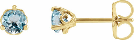 14K Yellow Gold 4 mm Natural Sky Blue Topaz Earrings