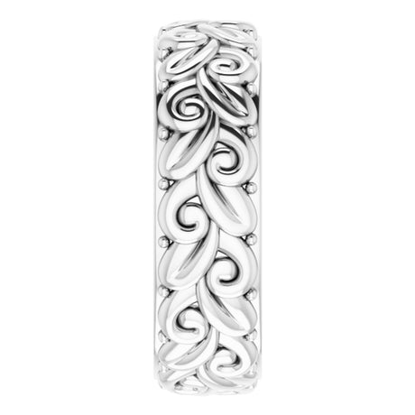 Sterling Silver 5 mm Floral Band Size 5.5
