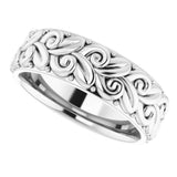 Sterling Silver 5 mm Floral Band Size 5.5