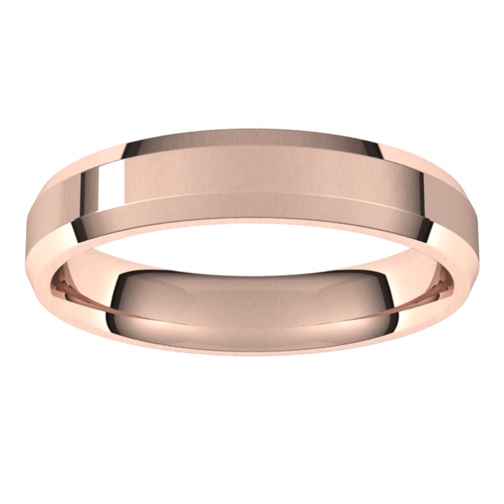 14K Rose 4 mm Beveled Edge Comfort Fit Light Band Size 8