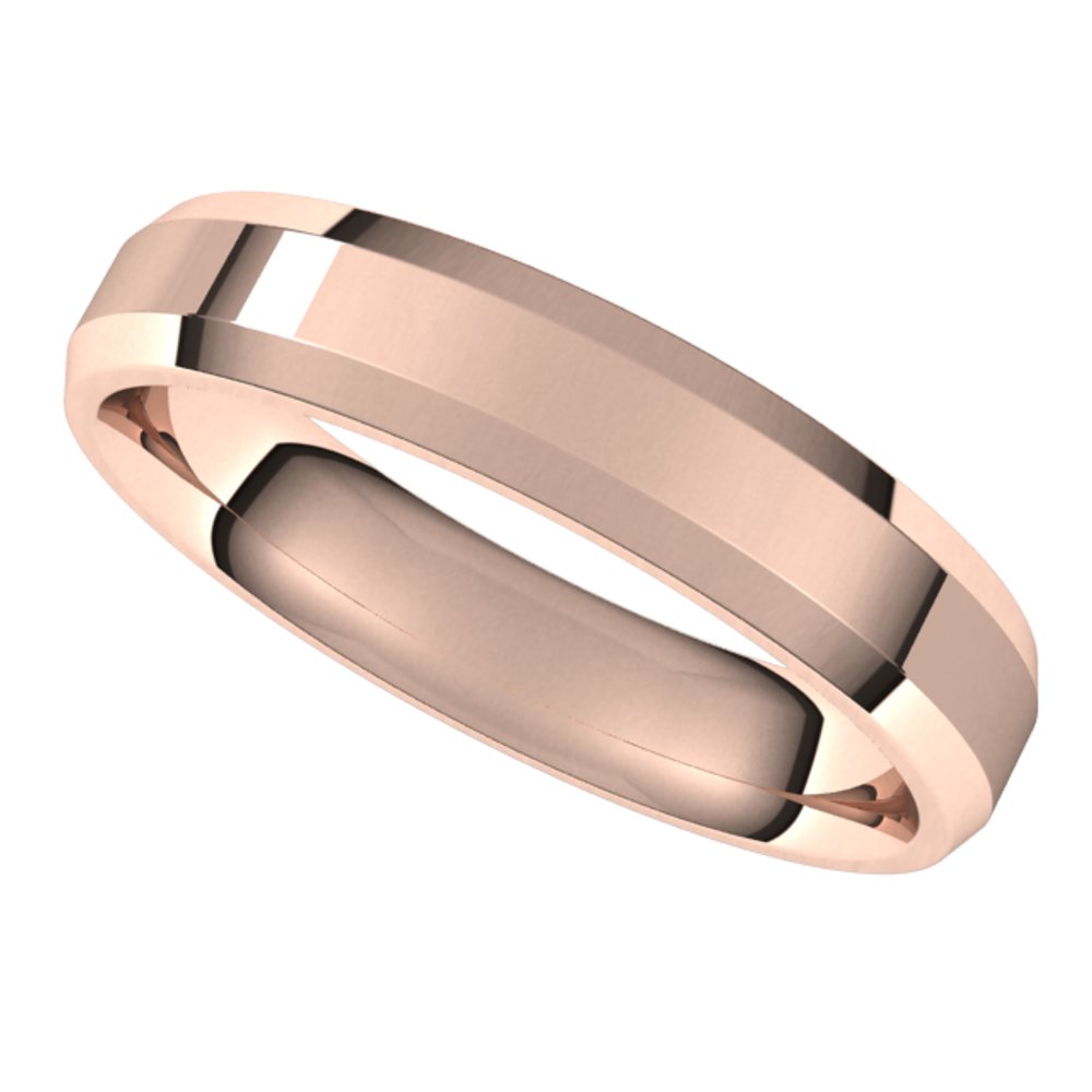 14K Rose 4 mm Beveled Edge Comfort Fit Light Band Size 8