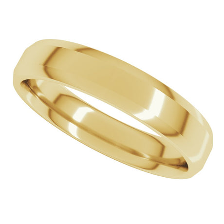 14K Yellow 4 mm Lightweight Beveled-Edge Comfort-Fit Flat Band Size 9