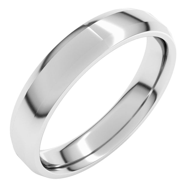 Platinum 4 mm Lightweight Beveled-Edge Comfort-Fit Flat Band Size 8