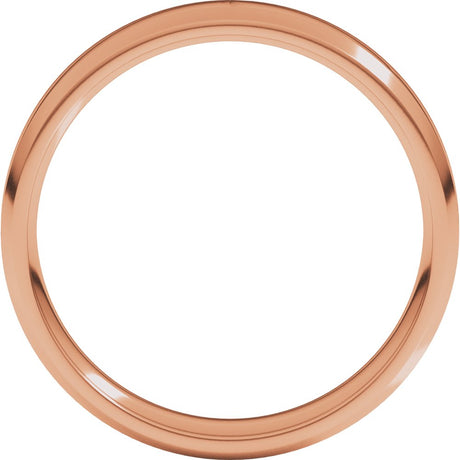 14K Rose 4 mm Lightweight Beveled-Edge Comfort-Fit Flat Band Size 8