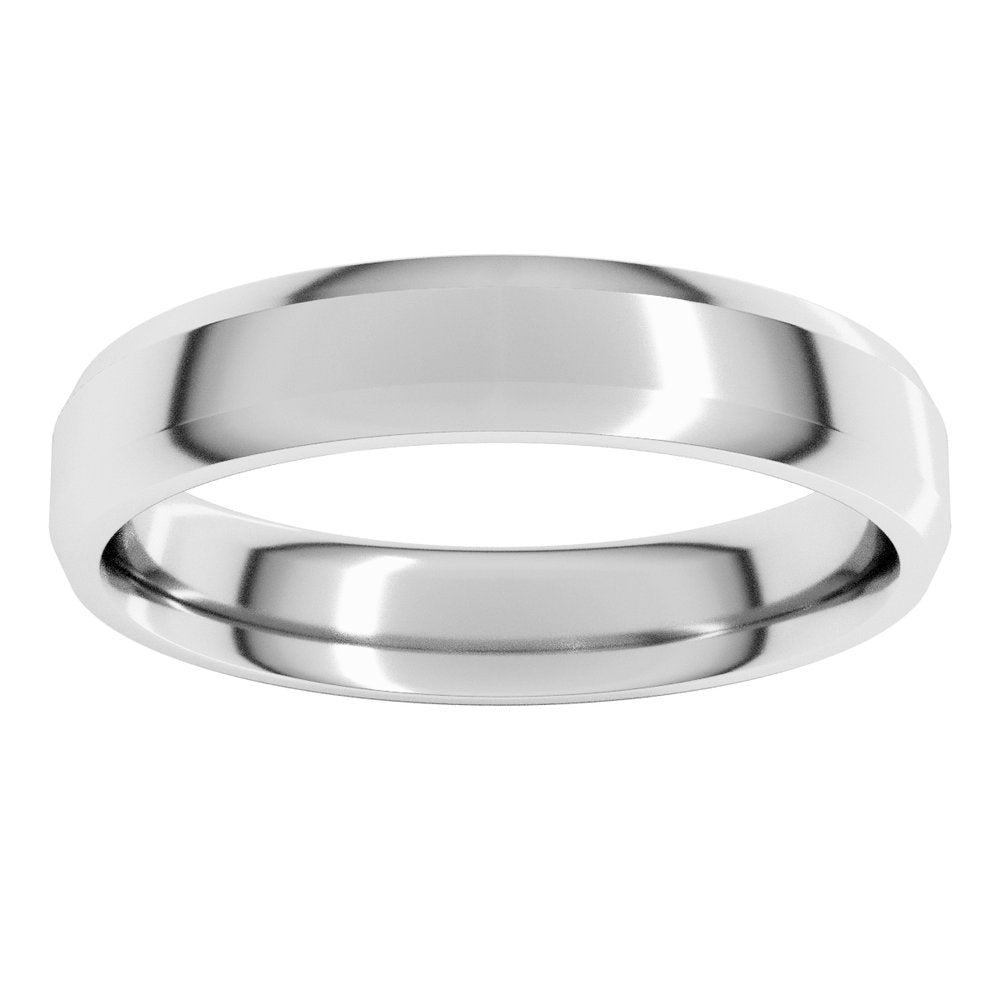 14K White Gold 4 mm Lightweight Beveled-Edge Comfort-Fit Flat Band Size 6.5