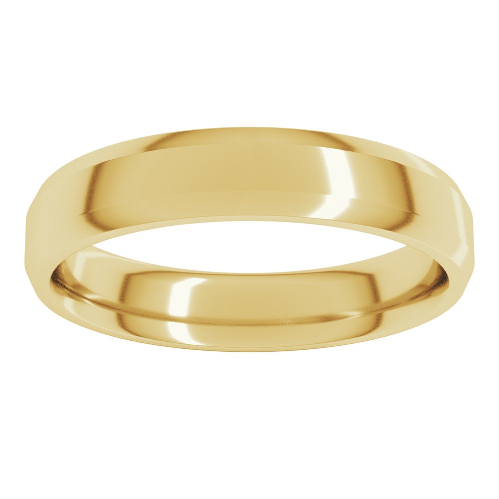 14K Yellow Gold 4 mm Lightweight Beveled-Edge Comfort-Fit Flat Band Size 8
