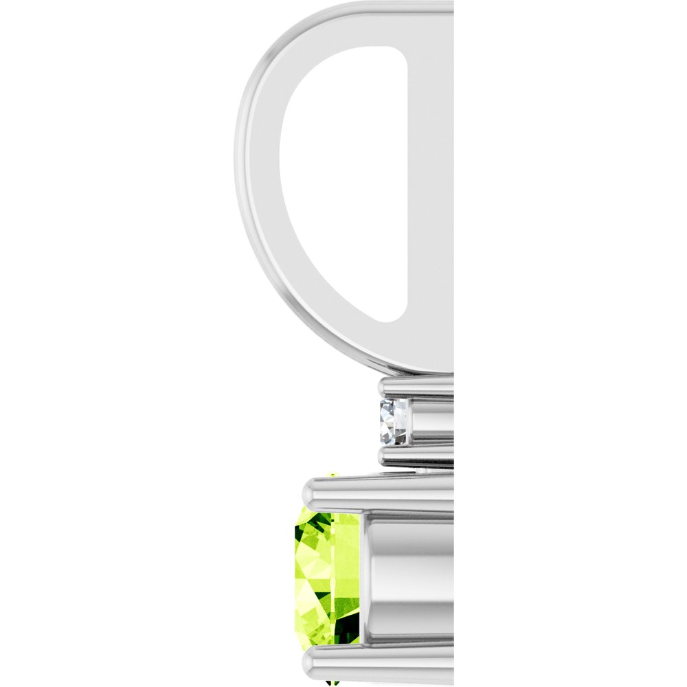 14K White Natural Peridot & .015 CT Natural Diamond Charm/Pendant