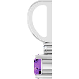 14K White Natural Amethyst & .015 CT Natural Diamond Charm/Pendant