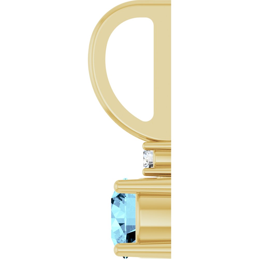 14K Yellow Gold Natural Aquamarine & .015 CT Natural Diamond Charm/Pendant