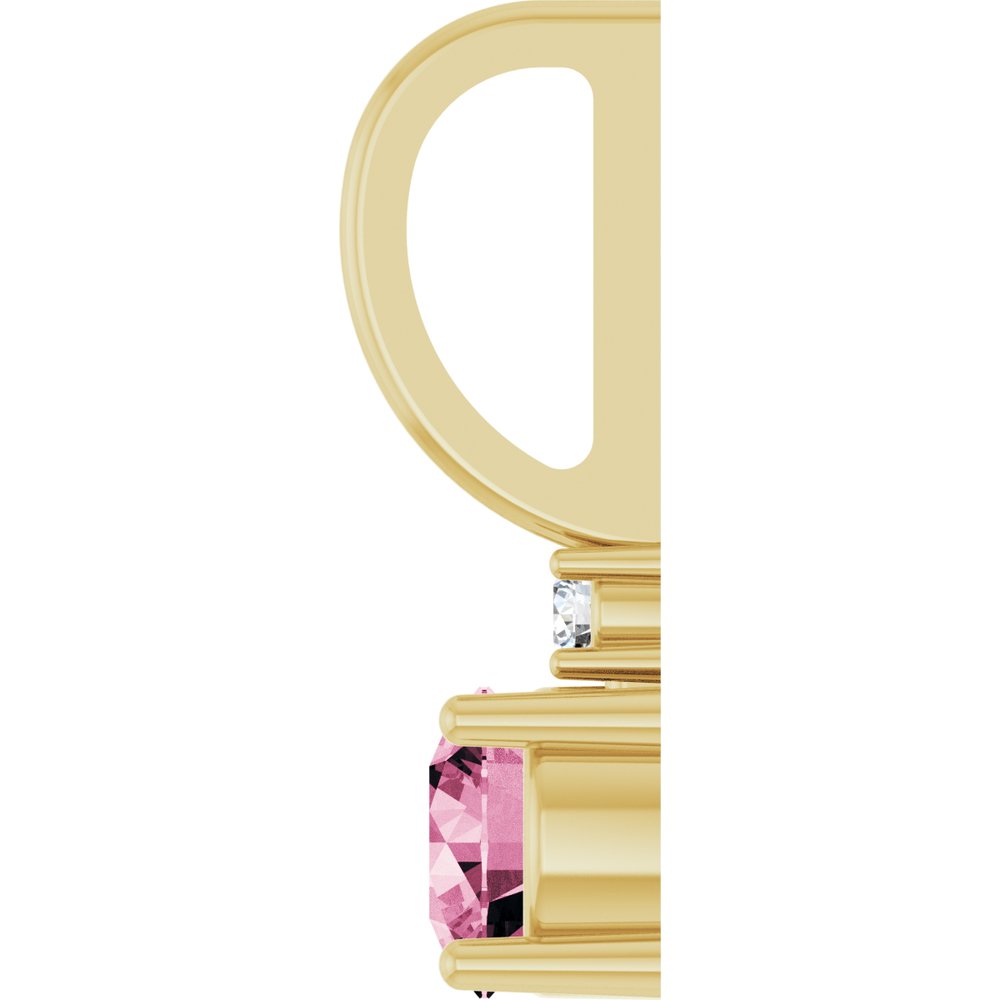 14K Yellow Gold Natural Pink Tourmaline & .015 CT Natural Diamond Charm/Pendant