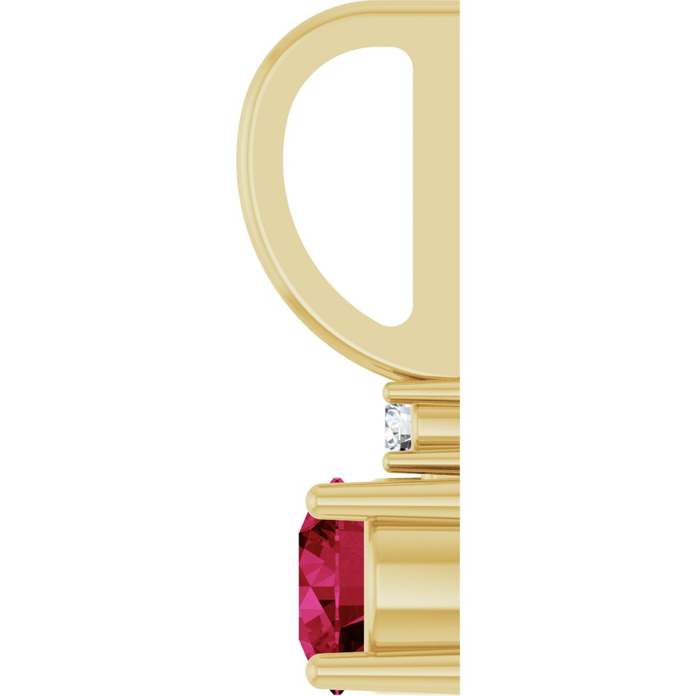 14K Yellow Gold Natural Ruby & .015 CT Natural Diamond Charm/Pendant