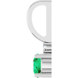14K White Lab-Grown Emerald & .015 CT Natural Diamond Charm/Pendant
