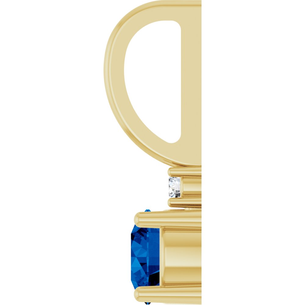 14K Yellow Gold Lab-Grown Blue Sapphire & .015 CT Natural Diamond Charm/Pendant