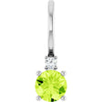 14K White Natural Peridot & .015 CT Natural Diamond Charm/Pendant