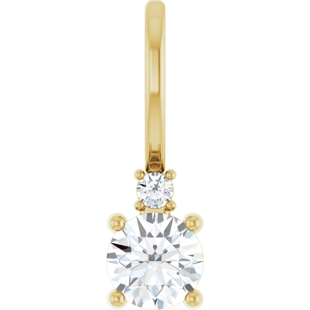 14K Yellow Natural White Sapphire & .015 CT Natural Diamond Charm/Pendant