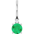 14K White Lab-Grown Emerald & .015 CT Natural Diamond Charm/Pendant