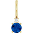 14K Yellow Natural Blue Sapphire & .015 CT Natural Diamond Charm/Pendant