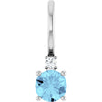14K White Gold Natural Aquamarine & .015 CT Natural Diamond Charm/Pendant