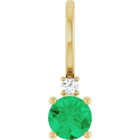 14K Yellow Gold Lab-Grown Emerald & .015 CT Natural Diamond Charm/Pendant