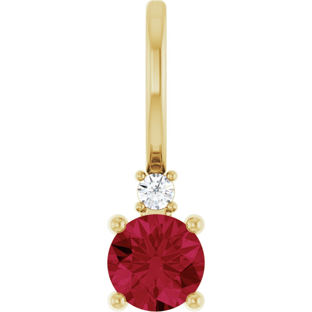 14K Yellow Gold Natural Ruby & .015 CT Natural Diamond Charm/Pendant